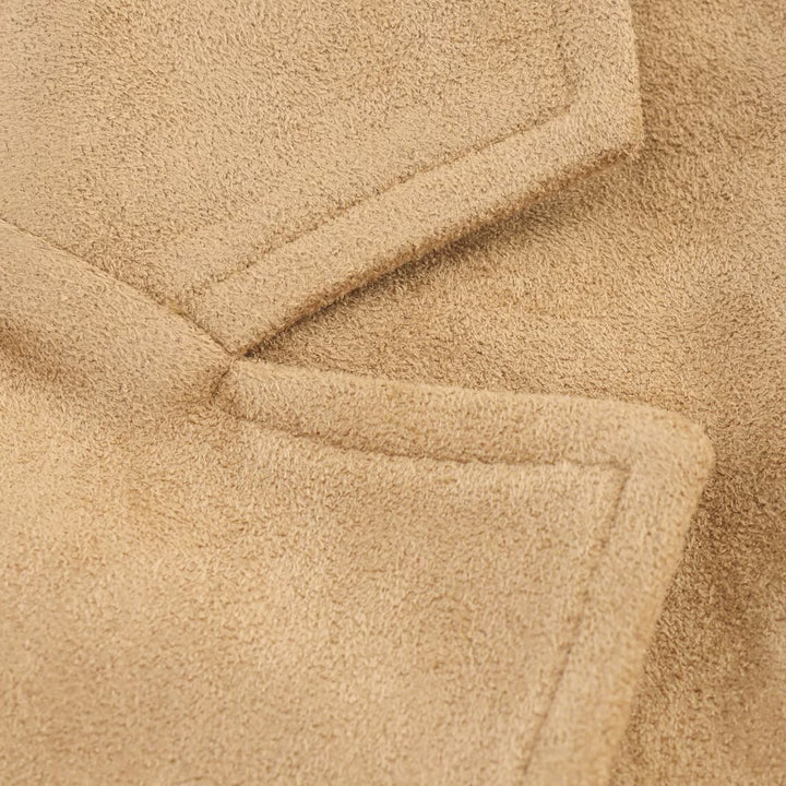 Damen Langjacke aus weichem Wildlederimitat mit elegantem Kragen und praktischen Taschen Drune