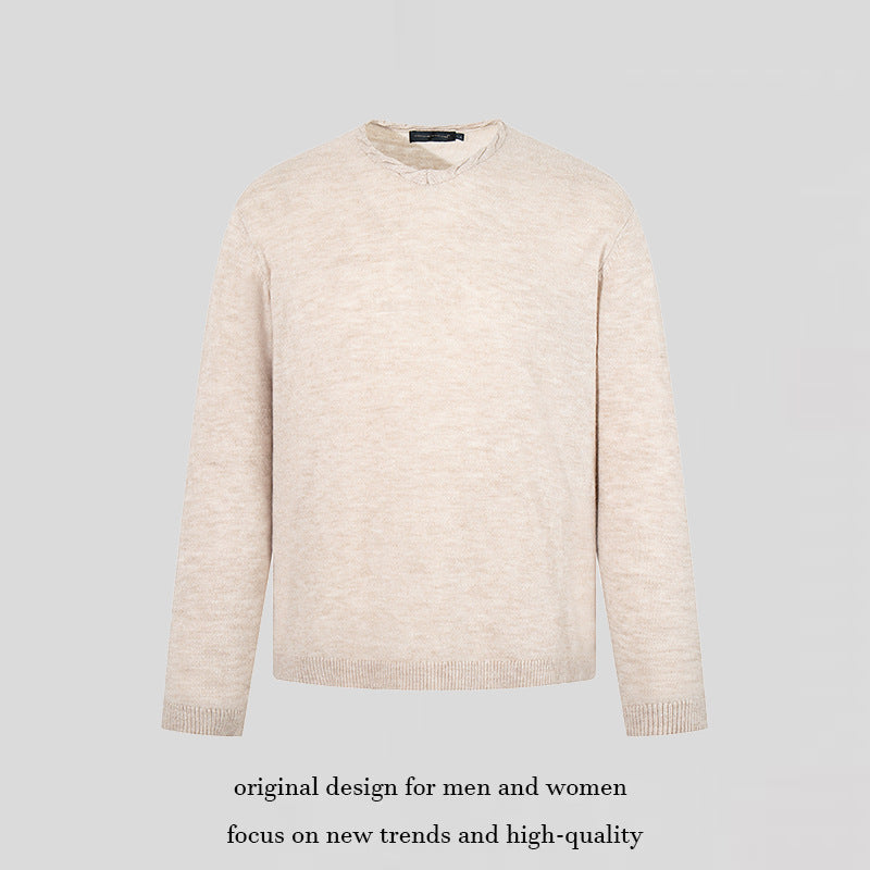 Herren Feinstrickpullover mit Rundhalsausschnitt, lockerer Passform und geripptem Saum Drune