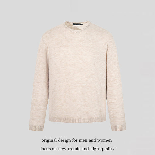 Herren Feinstrickpullover mit Rundhalsausschnitt, lockerer Passform und geripptem Saum Drune