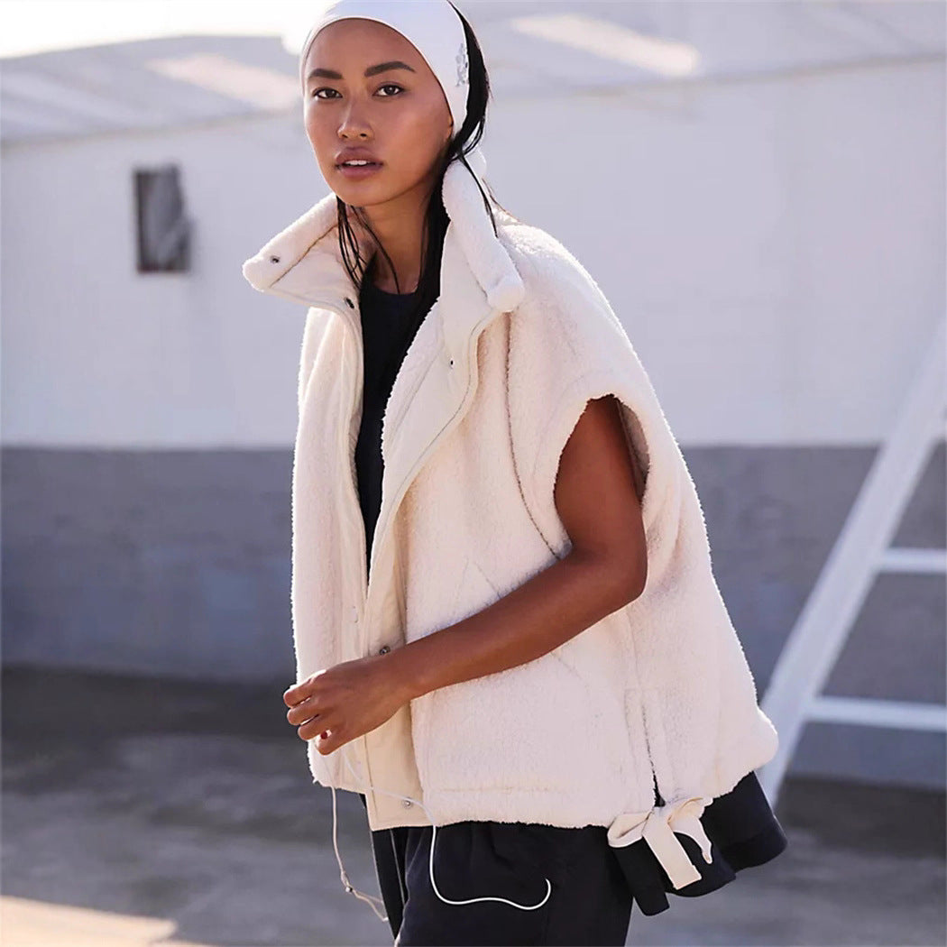 Damen gemütliche und stylische Fleecejacke mit seitlichen Kordelzügen Drune