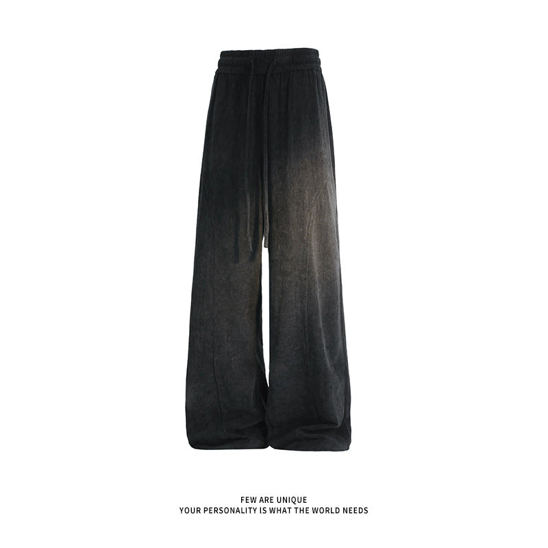 Damen Weite Velours-Loungehose mit hohem Elastikbund und Kordelzug Drune