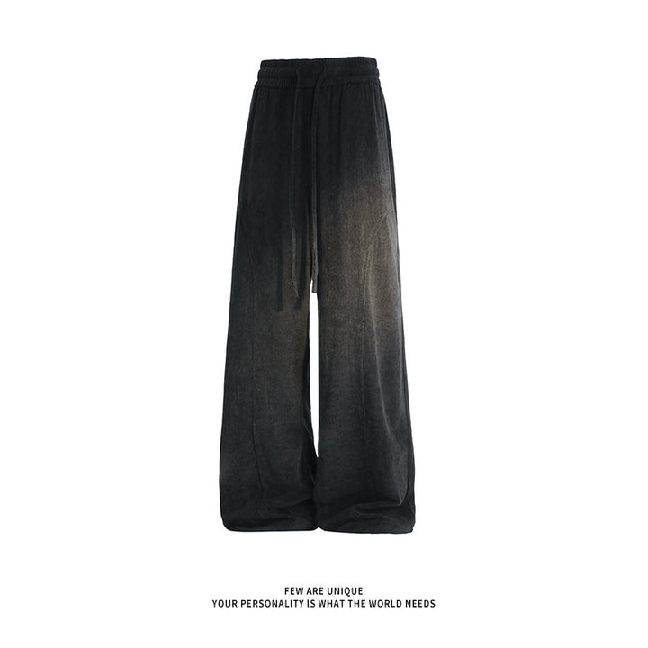 Damen Weite Velours-Loungehose mit hohem Elastikbund und Kordelzug Drune