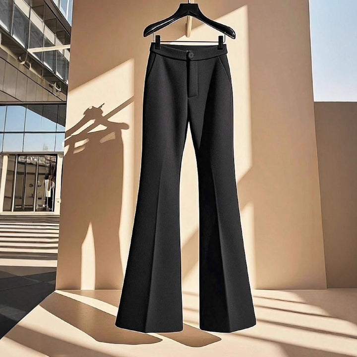 Damen elegante Flared-Hose mit hohem Bund und praktischen Eingrifftaschen Drune