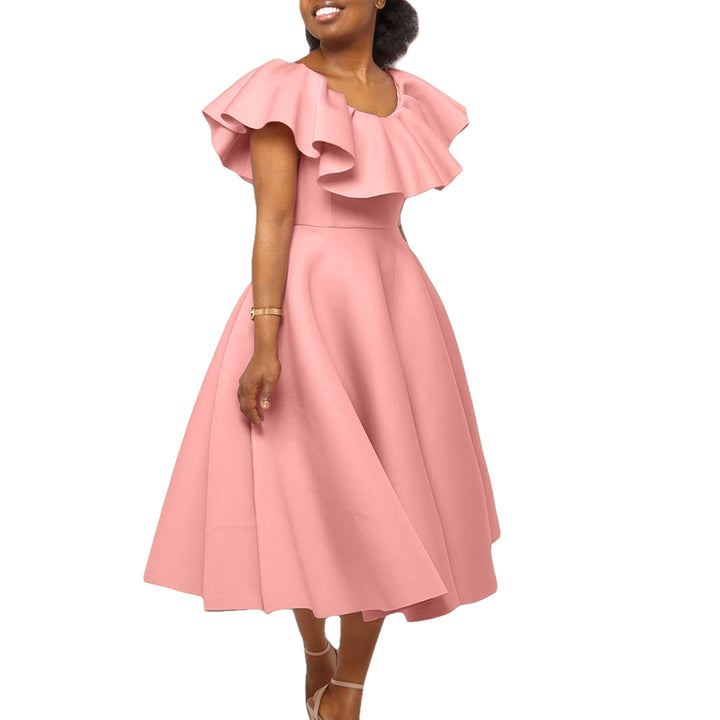 Damen Midikleid mit elegantem Volant und tailliertem Schnitt Drune