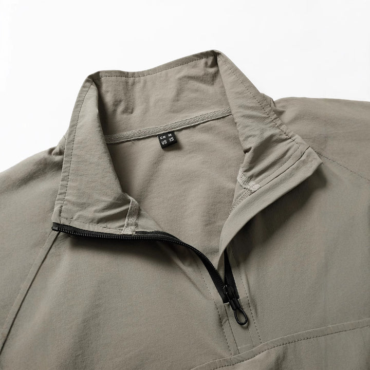 Herren nan taktisches Halfzip-Outdoorpullover mit hohem Stehkragen, verdecktem Reißverschluss und Ärmeltaschen Drune