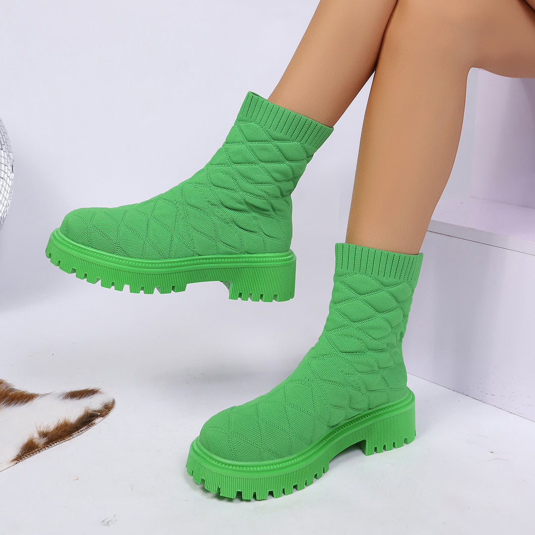 Damen Modische und bequeme gestrickte Stiefel Drune
