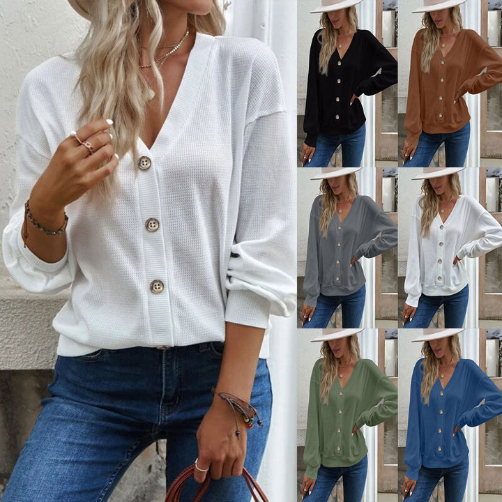 Damen Waffelstruktur Oversized Cardigan mit Knopfdetails Drune