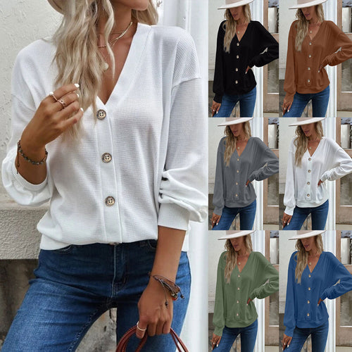 Damen Waffelstruktur Oversized Cardigan mit Knopfdetails Drune