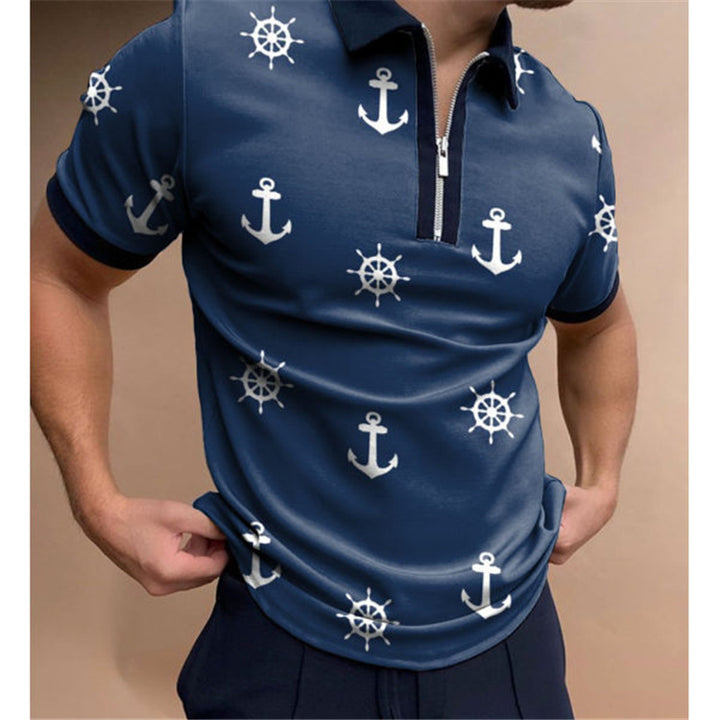 Herren Poloshirt mit maritimem Motiv und modernem Reißverschluss Drune