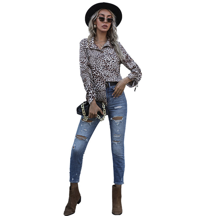Damen Elegante Tiermuster Bluse Drune