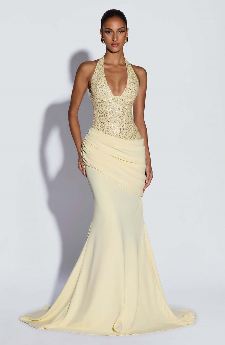 Damen Glänzendes Abendkleid mit figurbetontem Schnitt und schimmernden Pailletten Drune