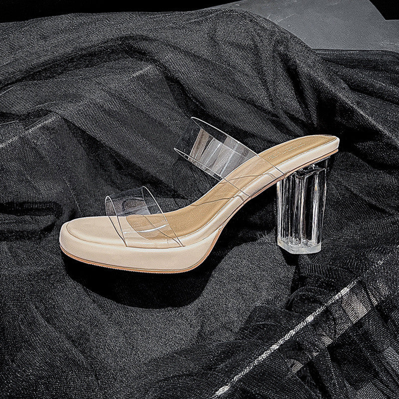 Damen Transparente Absatzsandalen mit klarem Blockabsatz und komfortablem Fußbett Drune