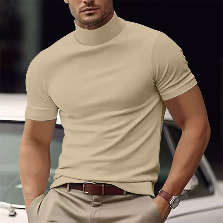 Herren Kurzarm Turtleneck T-Shirt Drune