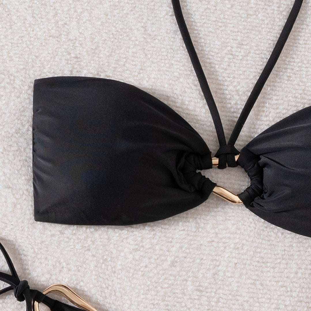 Damen Bandeau-Bikini mit Gold-Accessoires Drune