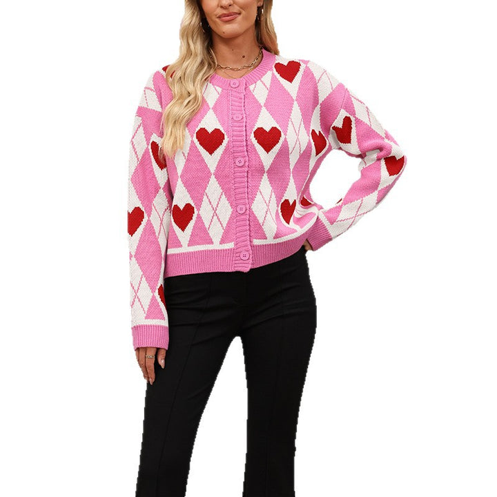 Damen Strickjacke im verspielten Herzdesign mit Knopfleiste Drune