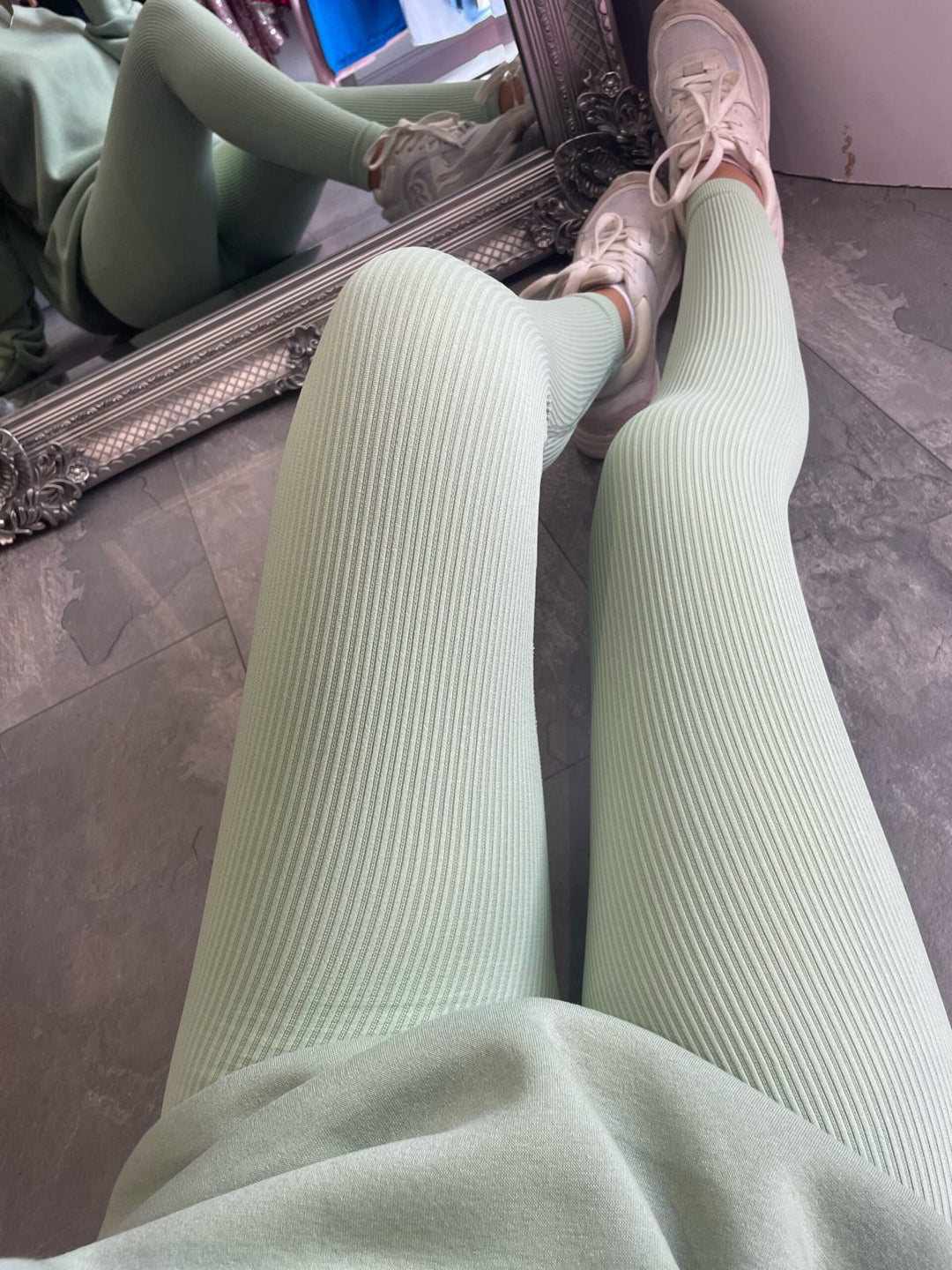 Damen Hochwertige Leggings im Rippdesign mit hohem Bund Drune