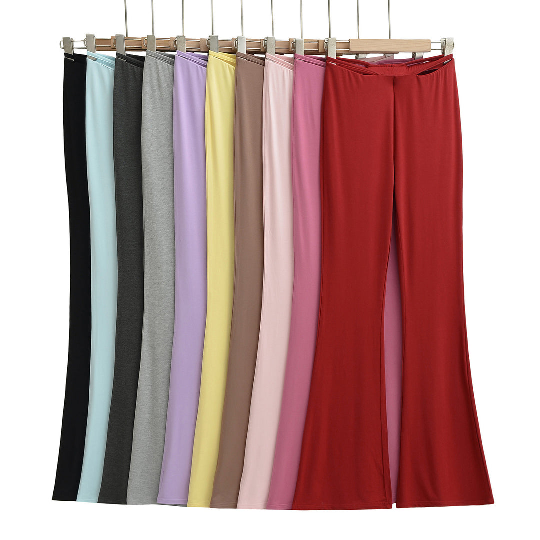 Damen elegante Flared-Hose mit hohem Bund und praktischen Seitentaschen Drune