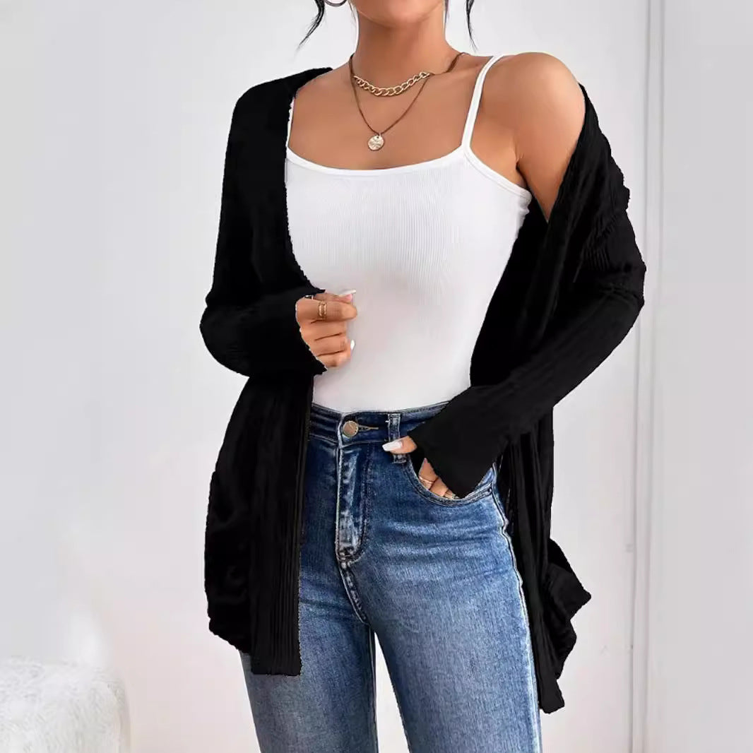 Damen Strickjacke mit raffinierten Rüschen und seitlichen Taschen Drune
