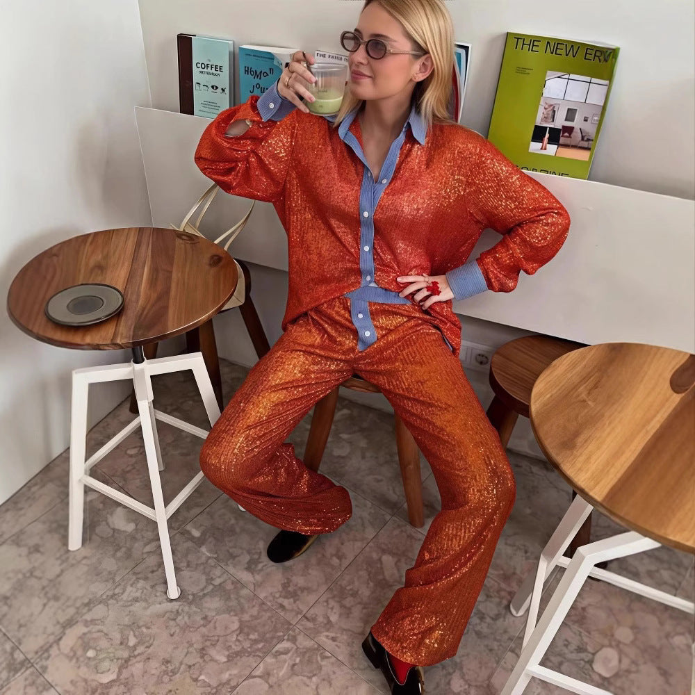 Damen Glamouröses Lounge-Set mit Pailletten Drune