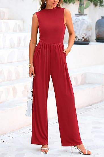 Damen eleganter Jumpsuit mit weitem Bein und taillierter Silhouette Drune