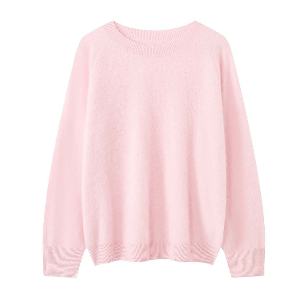 Damen Weicher Fluffy-Strickpullover mit feinem Rundhalsausschnitt und geripptem Saum Drune