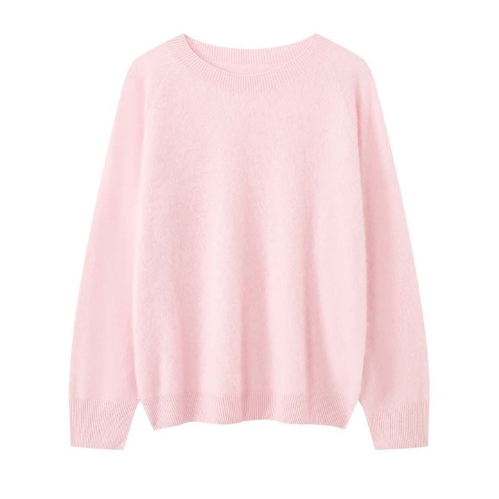 Damen Weicher Fluffy-Strickpullover mit feinem Rundhalsausschnitt und geripptem Saum Drune