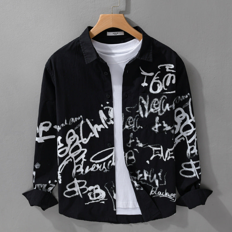 Herren Lässiges Overshirt mit grafischem Scribble-Print und Brusttasche Drune