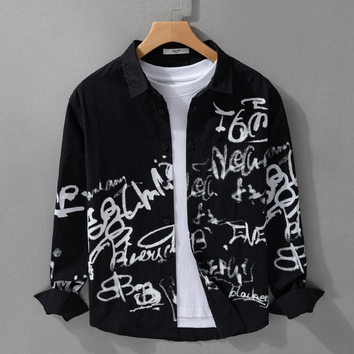 Herren Lässiges Overshirt mit grafischem Scribble-Print und Brusttasche Drune