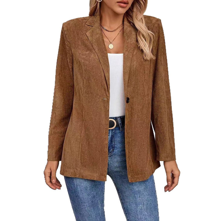 Damen strukturierte und elegante Blazerjacke mit seitlichen Taschen Drune
