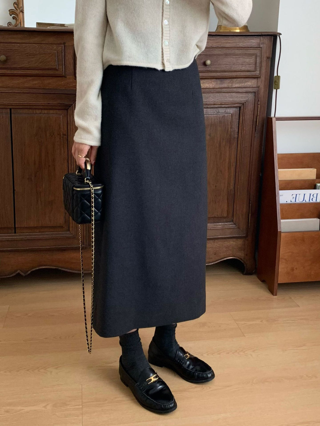 Damen Eleganter Maxi-Rock mit hohem Bund und zeitlosem Schnitt Drune
