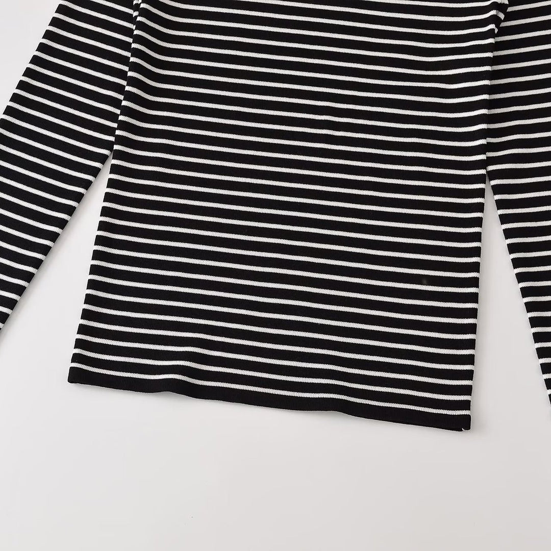 Damen Feinstrick-Ringelshirt mit schmaler Silhouette und Rundhalsausschnitt Drune