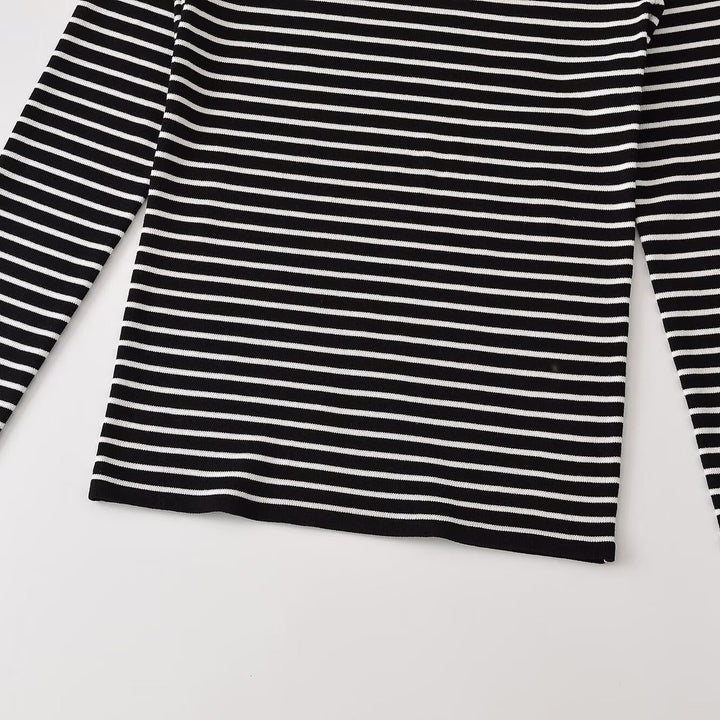 Damen Feinstrick-Ringelshirt mit schmaler Silhouette und Rundhalsausschnitt Drune