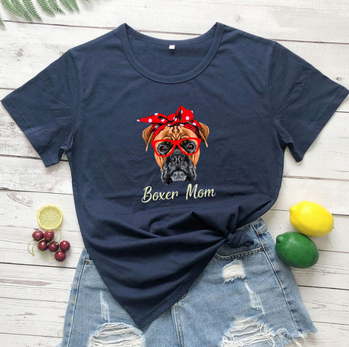Frauen Verspielt Boxer Hund Grafik T-Shirt Drune