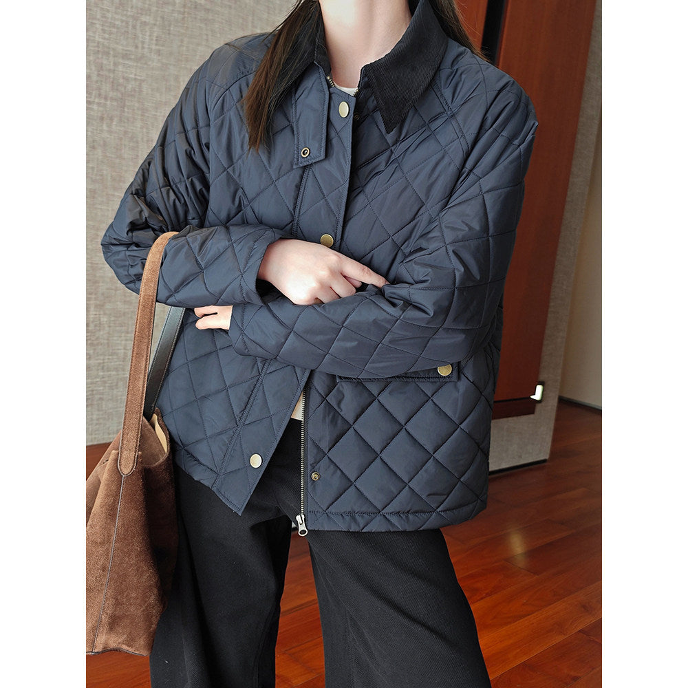 Damen Modische Steppjacke mit Kragen Drune