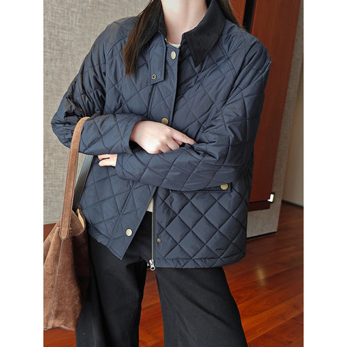 Damen Modische Steppjacke mit Kragen Drune