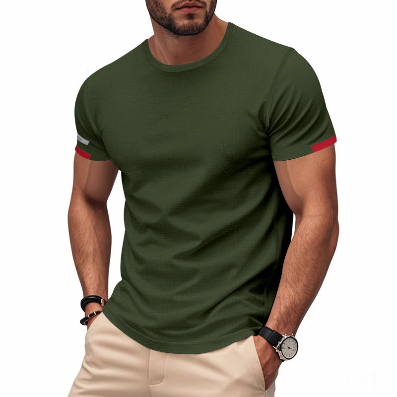 Herren nan athletisches Kurzarm Baumwolljersey T-Shirt mit Rundhalsausschnitt und reflektierenden Ärmeldetails Drune