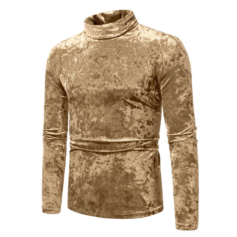 Herren eleganter Rollkragenpullover aus luxuriösem Samtstoff Drune