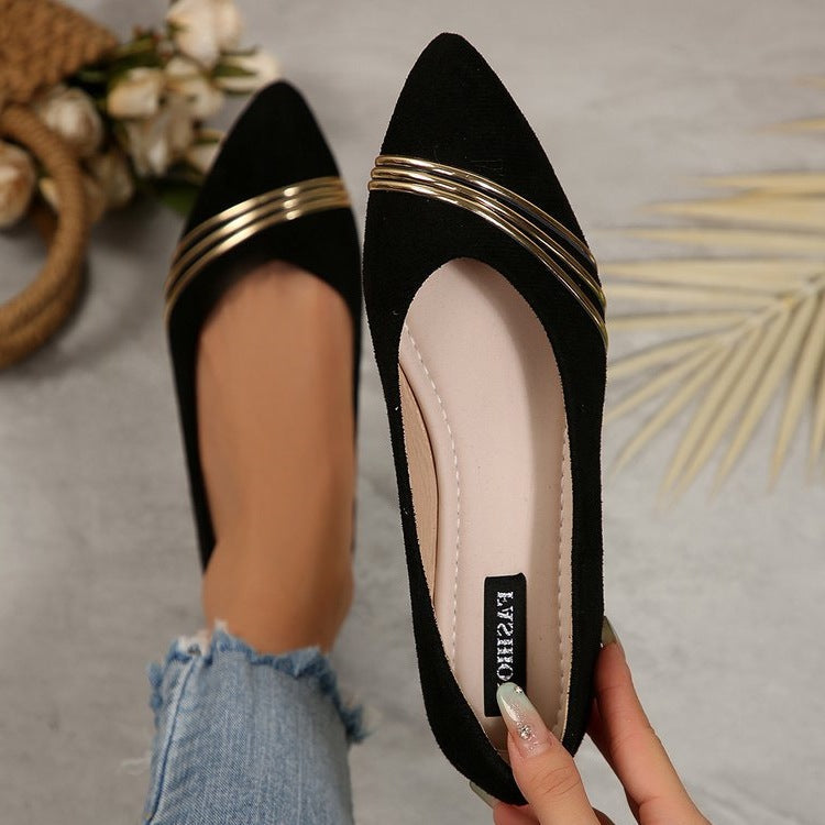Damen elegante Ballerinas mit schimmernden goldenen Akzenten Drune