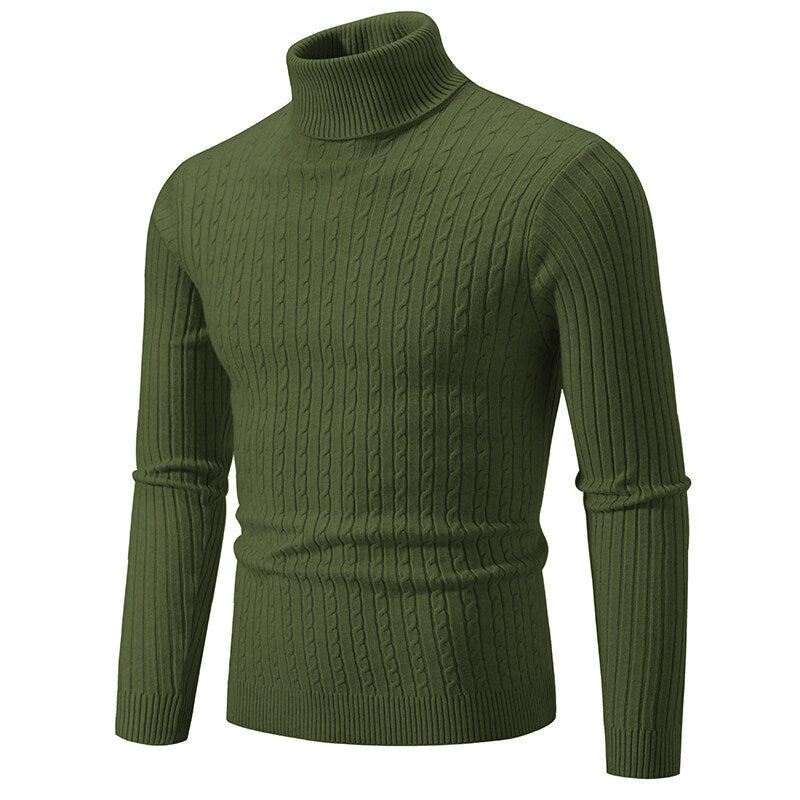 Herren nan Rollkragenpullover mit Zopfstrick und schlanker Passform Drune
