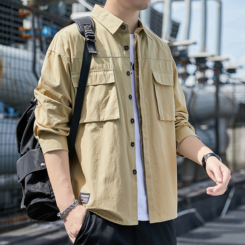 Herren Lässiges Overshirt im Utility‑Look mit Brustklappen und Hemdkragen Drune