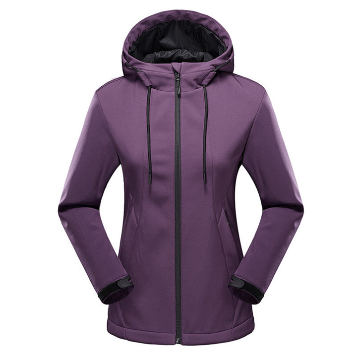 Damen taillierte Softshelljacke mit Kapuze und wasserabweisender Membran Drune