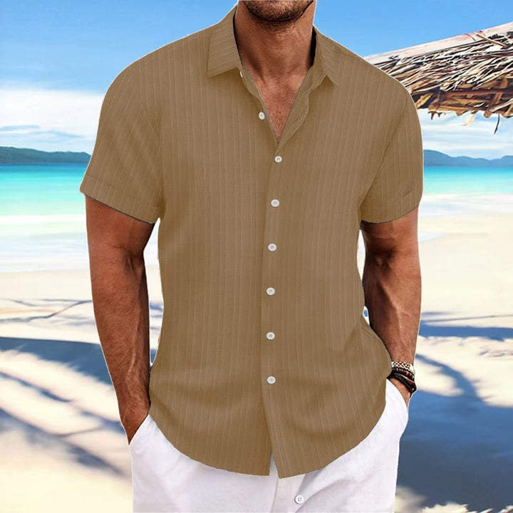 Herren Kurzarm gestreiftes lässiges Button-Up Hemd Drune