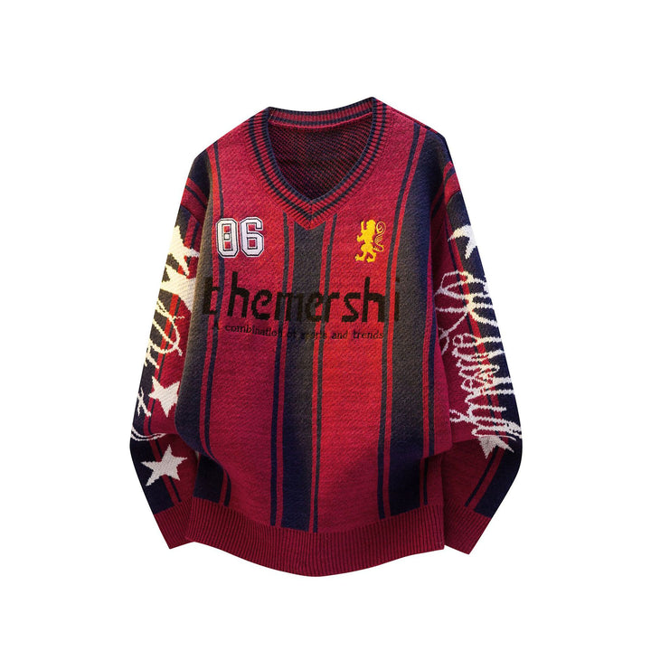 Herren Modischer V-Ausschnitt Pullover mit bunten Streifen Drune