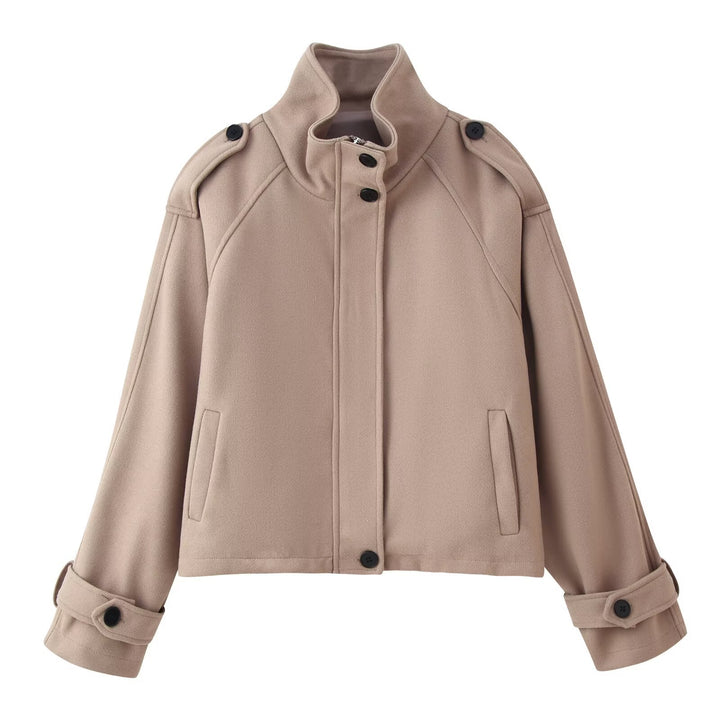 Damen 90+ kurzgeschnitteter Wollmix‑Blouson mit Funnelkragen und Taillierungsdetails Drune
