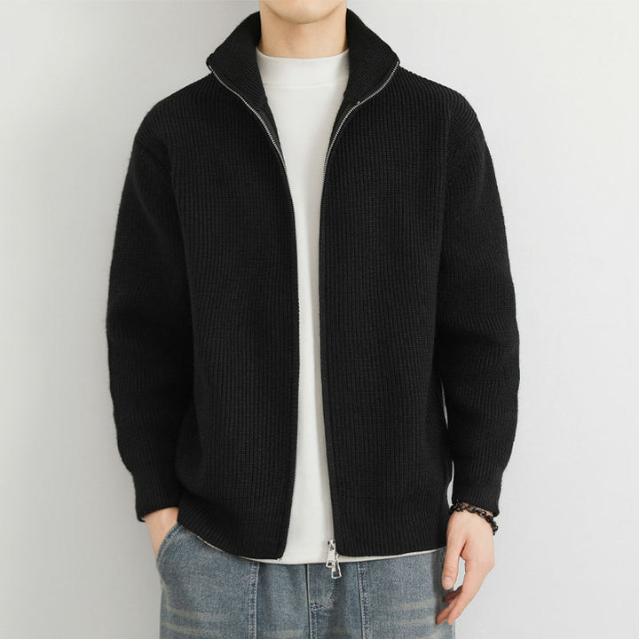 Herren Strickjacke mit Stehkragen und Reißverschluss Drune