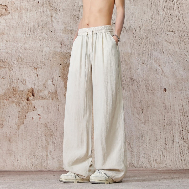 Unisex Weite Leinenoptik-Relaxhose mit Tunnelzugbund & extra weitem Bein Drune
