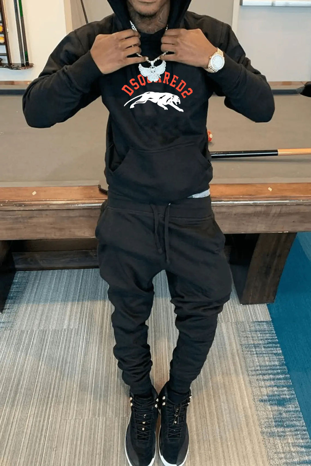 Herren sportliches Hoodie und Jogginghose Set mit funktionalen Taschen Drune
