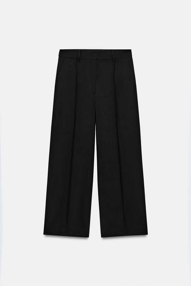 Damen Elegante High‑Waist Culotte‑Hose mit Bügelfalte und verdecktem Reißverschluss Drune