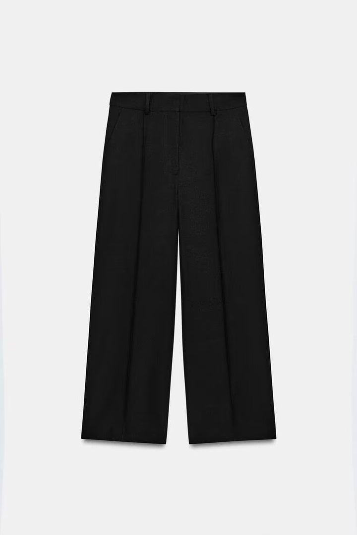 Damen Elegante High‑Waist Culotte‑Hose mit Bügelfalte und verdecktem Reißverschluss Drune