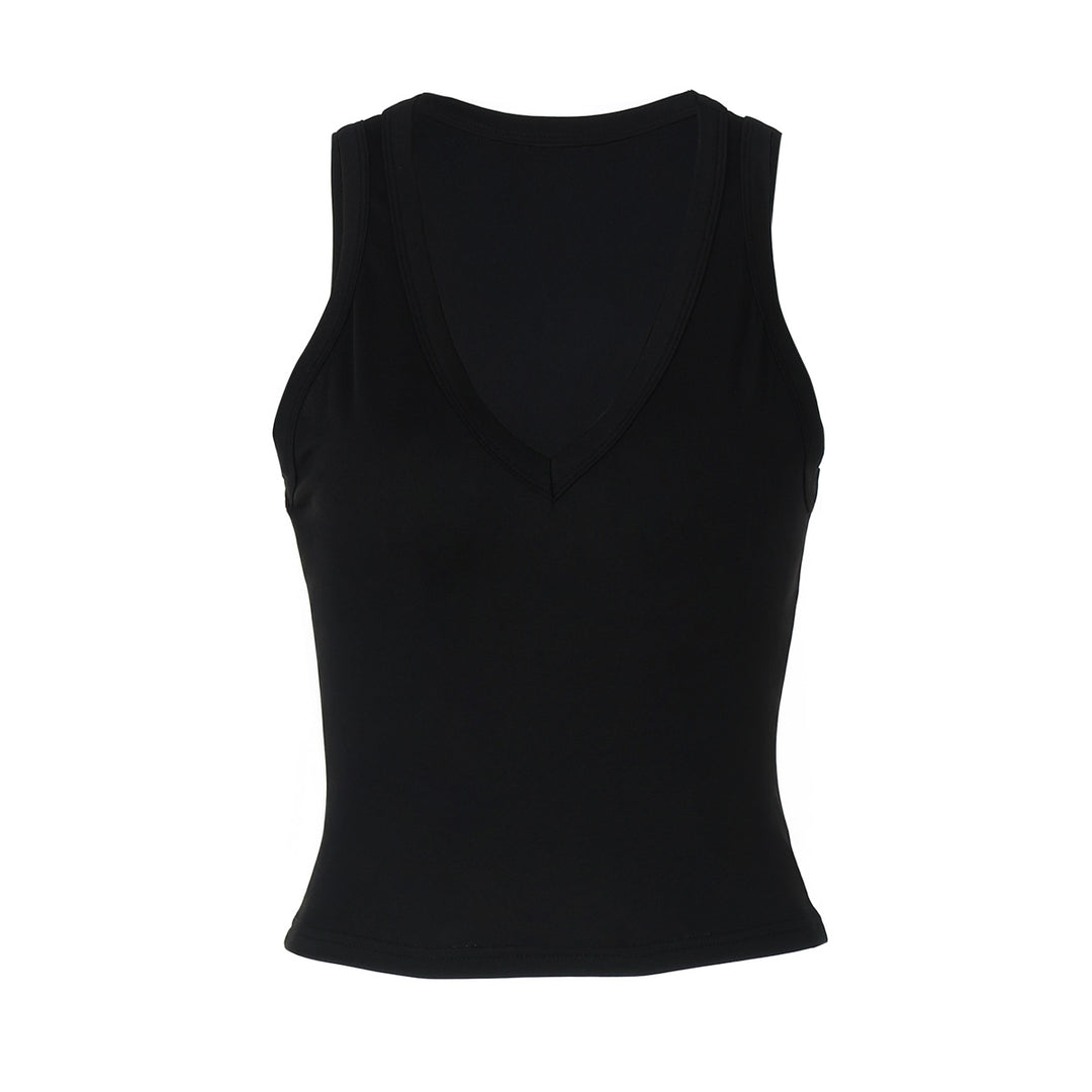 Damen körperbetontes V-Neck Top aus elastischem Material Drune